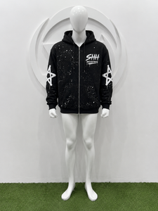 SHH INDUSTRIES Custom Acid Wash Oversized Full <b>Zip</b> Hoodie 300g Heavyweight Cotton Graphic Print Winter Streetwear Premium - Product Image 4