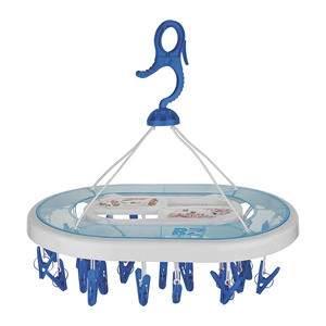 32 Clip R2 Round Clothes <b>Drying</b> <b>Rack</b> With 32 Blue Clips Hook Type Plastic Hanger For Laundry Room Durable Design - Product Image 1