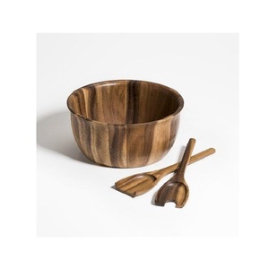 Bol à salade en bois artisanal pour servir des légumes frais, du pain et des fruits, avec un attrait intemporel de la maison de campagne - Product Image 2