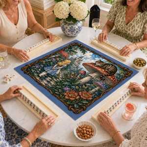 Tapis de Mahjong Littéraire <span class=keywords><strong>Alice</strong></span> <span class=keywords><strong>au</strong></span> <span class=keywords><strong>Pays</strong></span> <span class=keywords><strong>des</strong></span> <span class=keywords><strong>Merveilles</strong></span>, Accessoires de Mahjong Chat du Cheshire, Tapis de Forêt, Housse de Protection de Table, LIVRAISON EN RULON - Product Image 4