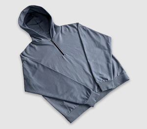 Sudadera con Capucha y Media Cremallera para Hombre, Corte Regular, Color Sólido, Transpirable, de Algodón Tejido, con Estampado Digital, Ropa Casual de Otoño - Product Image 1