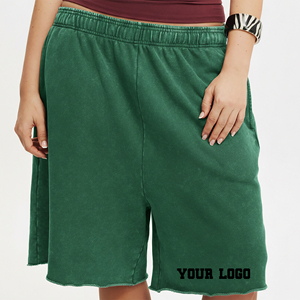 Wholesale Affordable Price 100% Cotton Loose Fit Long Length Shorts For Women Outdoor Fashionable <b>Raw</b> Hem Fashionable Shorts - Product Image 1