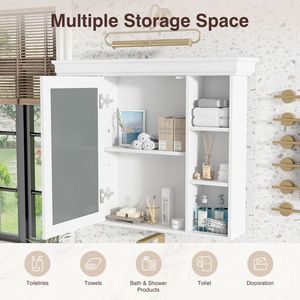 Mobile Bagno Moderno Bianco da Parete 35FT X 28FT con Anta a Specchio, Arredo Bagno Contemporaneo - Product Image 5