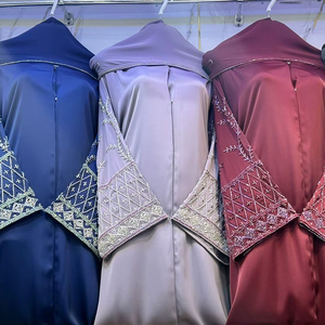 Wholesale Modest Dubai Beaded Sequined <b>Long</b> Sleeve Abaya Muslim Traditional Handmade Wedding Women Polyester Breathable O Neck - Product Image 1