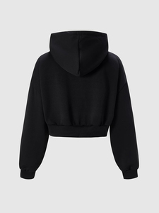 Sweat-shirt à capuche court personnalisé SHY SPORTS pour femme, en coton épais, coupe oversize, style streetwear, fabrication OEM - Product Image 2