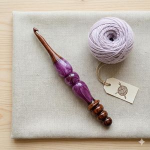 Handmade Wooden <b>Crochet</b> <b>Hook</b> With Purple Resin Handle <b>crochet</b> <b>hooks</b> Sewing tools Oval Shape Smooth Finish For Needlework - Product Image 6