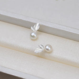 Pendientes de Plata S925 con Forma de Hoja de Germina de Frijol, Colgante para Mujer, DIY, Perla 6-7, Accesorios, Bandeja Vacía para Accesorios, 1293, Conjuntos de Joyería de Moda - Product Image 2