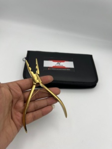 Premium Quality Two Holes Hair Extensions <b>Plier</b> Gold Plasma Color with Custom Brand Name Stainless Steel Micro link <b>Tools</b> - Product Image 1