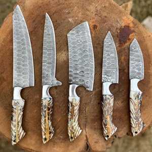 High Quality 5 PCS Professional <b>Kitchen</b> <b>Knife</b> Set With Damascus Steel Blade and Custom Handle <b>Kitchen</b> <b>Knife</b> Set For Hot Sale - Product Image 1