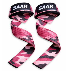 Correas de Levantamiento Profesionales SAAR INDUSTRIES, Color Rosa Camuflaje, Agarre de Silicona Antideslizante, Ajustables, Transpirables, Unisex - Product Image 1