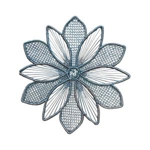 Designer Hand-Woven <b>Blue</b> Floral Placemat Royal <b>Blue</b> Petal Pattern Decorative Table Mat Heat Insulated Dining Room Accessory - Product Image 1
