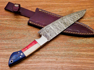Ensemble de couteaux de chef en acier Damas de qualité industrielle avec logo personnalisé, manche en acier inoxydable, lame à pointe clip de 5 pouces, longueur totale de 13 pouces - Product Image 2