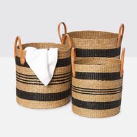 Panier de rangement rond en rotin brun naturel, fait main, écologique, design moderne et flexible, panier de rangement décoratif pour la cuisine, personnalisable