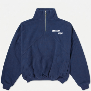Sweat-shirt à capuche polaire uni personnalisé avec logo, demi-zip, vente en gros, fabricant de streetwear haut de gamme, sweat-shirt quart de zip - Product Image 2