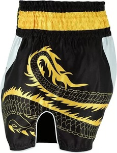 Shorts de Muay Thai con diseño personalizado, tela satinada, transpirable, ligero, para entrenamiento en el gimnasio, cintura elástica, ropa deportiva para hombres y mujeres - Product Image 4