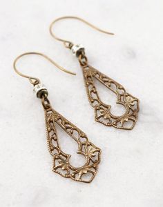 Heritage Brass <b>Drop</b> Earring Retro Hoop For Wedding Festive Party Trending Luxe Boho Women Ethnic Fashion Jewelry Statement - Product Image 1
