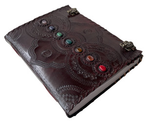 Genuine Leather A6 Sewing Seven Chakra Medieval Stone Embossed Handmade Journal Sketch <b>Book</b> Office Diary College <b>Note</b> <b>Book</b> - Product Image 2