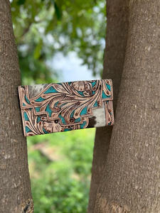 Nouveau Western élégant cheveux sur peau couleur usiné fourrure cuir pochette femmes conçu sac à main vente chaude en cuir usiné portefeuille Unique - Product Image 4