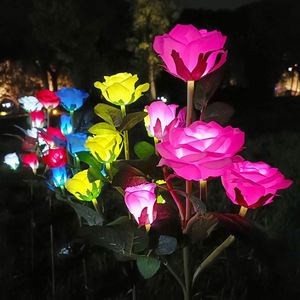ดอกไม้ LED รูปดอกกุหลาบ ไฟโซลาร์กันน้ำ IP65 สำหรับตกแต่งสวนกลางแจ้ง ลานบ้านหรือระเบียง ปรับความสว่างได้ อายุการใช้งาน 50000 ชั่วโมง - Product Image 2