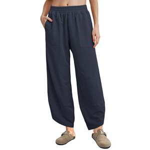 Women's Baggy Wide Leg Loose Fit <b>Harem</b> Pants Casual Elastic Waisted Palazzo Pants with Pockets Custom OEM Direct Factory Sale - Product Image 6