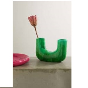 Vase décoratif en résine fait main de luxe, violet, vert, blanc, art moderne, pot à fleurs, centre de table, cadeau pour Ramadan et l'Aïd - Product Image 2