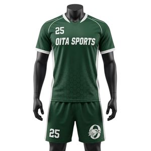 Ensemble d'uniformes de lacrosse unisexe vert et blanc, maillot et short en polyester, coupe athlétique, vêtements de sport légers pour équipe, tenue de match - Product Image 1