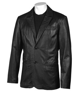 Blouson en cuir gaufré décontracté pour homme, style motard, avec fermeture éclair frontale, toile unie, service OEM, hiver - Product Image 4