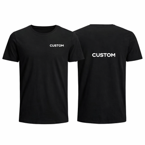 เสื้อยืดสีดำล้วนแบบคัสตอม คอกลม แขนสั้น ผ้าฝ้าย สำหรับพิมพ์ลาย ขายส่ง เสื้อผ้า OEM สำหรับฤดูร้อน - Product Image 1