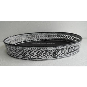 Meilleur design de plateau de service rond en métal Vaisselle en fer de taille personnalisée de l'Inde pour plateau de décoration alimentaire - Product Image 2