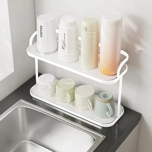 Home Countertop Two Tier Bottle Drying <b>Rack</b> Steel Space Saver For Kitchen Organization Of Glass Bottles In Competitive Price - Product Image 6