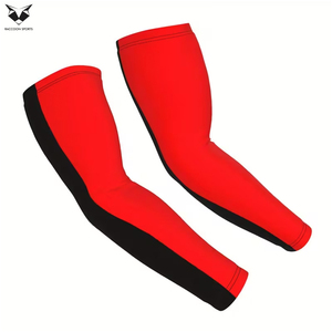 Nuevas Mangas Protectoras Transpirables para Brazos con Tono Principal Rojo, Diseño con Franjas Laterales Amarillas y Negras para Béisbol al Aire Libre - Product Image 5