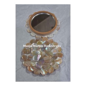 Miroirs ronds de qualité supérieure en nacre jaune et blanche, magnifiques, parfaits pour offrir en cadeau - Product Image 5