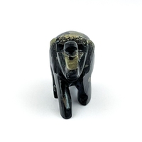 Éléphant en pyrite Apache sculpté à la main, pierre précieuse naturelle, cristal Feng Shui, richesse, chance, décoration de la maison, cadeau d'affaires, figurine 2,5x2 pouces