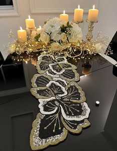 Top Quality Handmade Beaded Flower Table <b>Runner</b> Mats Table Top Cloth for <b>Kitchen</b> Dining Handicraft Beaded Table <b>Runner</b> 36inch - Product Image 2