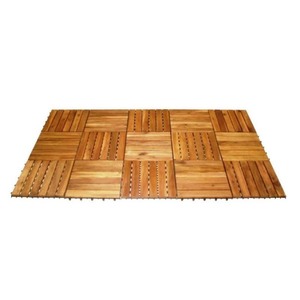 Carreaux de terrasse en bois ACacia modernes 30x30cm à motif vertical 6 lattes pour jardin extérieur, balcon, toit et jardin, sol carré - Product Image 6