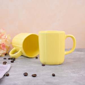 ชุดแก้วกาแฟเซรามิกเคลือบสีเหลืองซันคิสเซด 2 ใบ ใช้กับไมโครเวฟได้ ดีไซน์สร้างสรรค์ วัสดุ PC ความจุ 350 มล./400 มล. พิมพ์ลายได้ตามต้องการ - Product Image 3