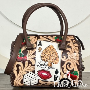 Latest Stylish Hand Tooled Genuine Cowhide Leather Medium Speedy Bag Luxury Designer Pattern Perfect for Travel Bag for Unisex - Product Image 1