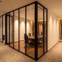Système de cloisonnement en verre simple à cadre latéral en aluminium de 60 mm de qualité supérieure pour projets de bureaux et d'hôtels