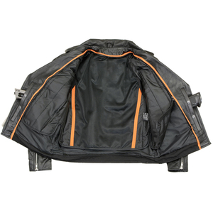 Chaqueta de Motero de Cuero Genuino Negro para Hombre |   Chaqueta Clásica de Motociclista con Cinturón, Cremallera Asimétrica y Múltiples Bolsillos - Product Image 2