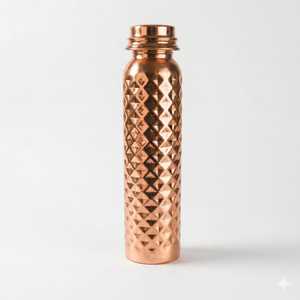 Bouteille d'eau artisanale en cuivre avec couvercle, finition martelée, métal pur de qualité supérieure, bouteille ayurvédique, logo personnalisé, exportateur en gros - Product Image 3
