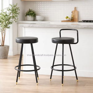 Tabourets de bar modernes avec structure en métal et assise rembourrée pour îlot de cuisine, bar à petit-déjeuner et bar à domicile - Product Image 2