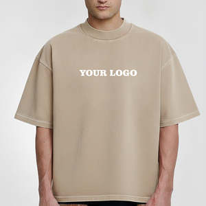 Men's Custom Eco-Friendly Heavyweight Short Sleeve Gym <b>T</b>-<b>Shirt</b> High Visibility Polyester/Cotton Oversized <b>Long</b> <b>Length</b> Front Logo - Product Image 1