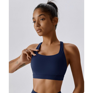 Nuevo Sujetador Deportivo Navy Flex con Logotipo Personalizado, Diseño Cruzado en la Espalda, Transpirable, Elástico y de Alto Impacto para Gimnasio y Fitness - Product Image 1