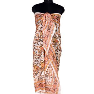 Venta caliente indio Paisley bloque impreso Sarong algodón mujer cabeza bufanda hecha a mano playa cubrir Ups bufandas blanco Pareo al por mayor - Product Image 1