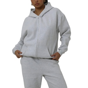 OEM Heavyweight Hoodies en relieve en blanco de cremallera de las mujeres de alta calidad personalizado Drop Shoulder bordado Hoodie 2025 - Product Image 4