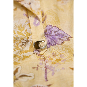 Blusa de Lino y Viscosa Transpirable para Mujer, Estilo Peplum con Estampado Floral, Cuello Mandarín, Manga Corta, Ropa Casual de Verano VENUS - Product Image 6