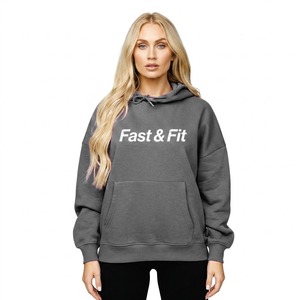 Sudadera con capucha informal para mujer, personalizable al por mayor con logo, estilo urbano, hombros caídos, transpirable, de punto. - Product Image 3