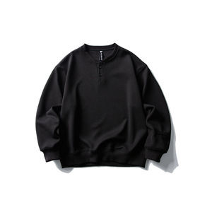 เสื้อสเวตเชิ้ตผู้ชายทรงโอเวอร์ไซส์ ผ้าถักขนแกะ คอปกติดกระดุม ผ้าฝ้าย 100% สีพื้น สไตล์ลำลอง ใส่ได้ในฤดูใบไม้ผลิ แขนเสื้อทรงปกติ - Product Image 2