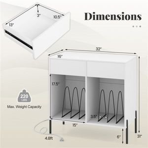 Soporte Personalizable para Tocadiscos con Compartimentos para Vinilos, Estación de Carga Integrada, Patas Metálicas, Almohadillas Protectoras para el Suelo y Estantes para CD - Product Image 5