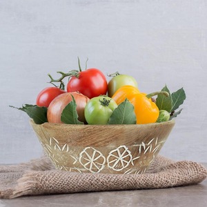 Handcrafted Mango Wood Salad <b>Bowl</b> Set Embossed Design Tableware Fruit Display Wood <b>Bowl</b> High Demand Kitchenware for Sale - Product Image 5